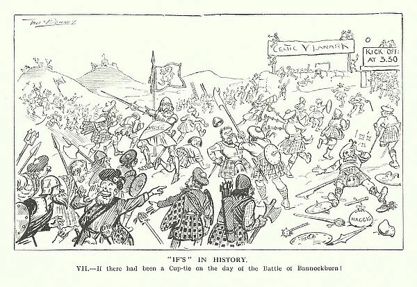 If there had been a cup-tie on the day of the Battle of Bannockburn (engraving)