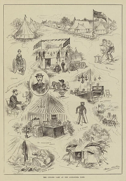 The Cycling Camp at the Alexandra Park (engraving)