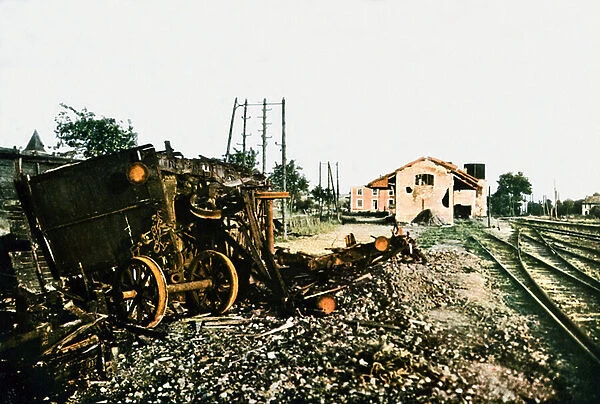 The damaged train station of Dombasle-en-Argonne west of Verdun