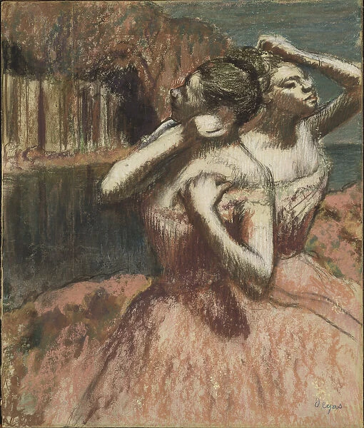 Two Dancers (pastel on paper mounted on cardboard)