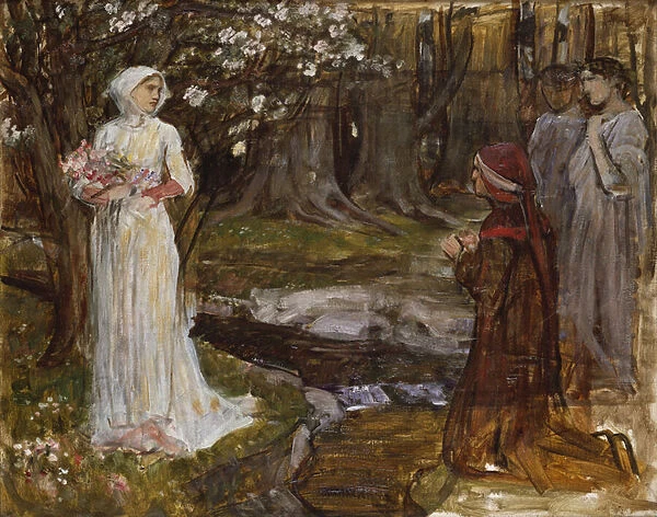 Dante and Beatrice, 1915 (oil on canvas)