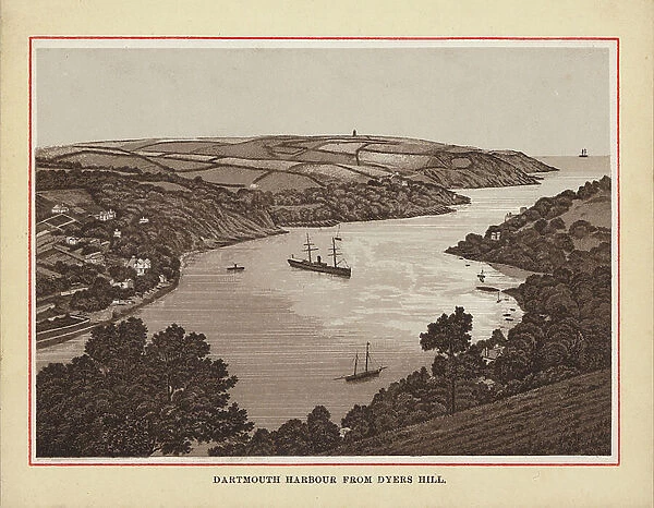 Dartmouth Harbour from Dyers Hill (litho)