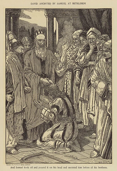 David anointed by Samuel at Bethlehem (engraving)