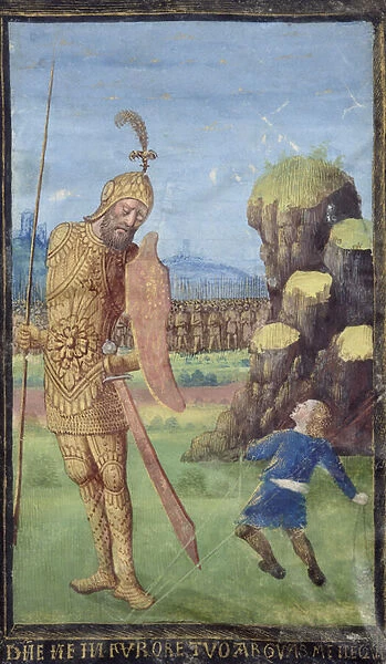 David and Goliath, from a Book of Hours, c. 1470 (vellum)