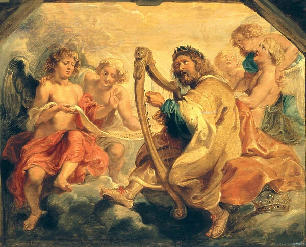 David Playing on his Harp (oil on panel)