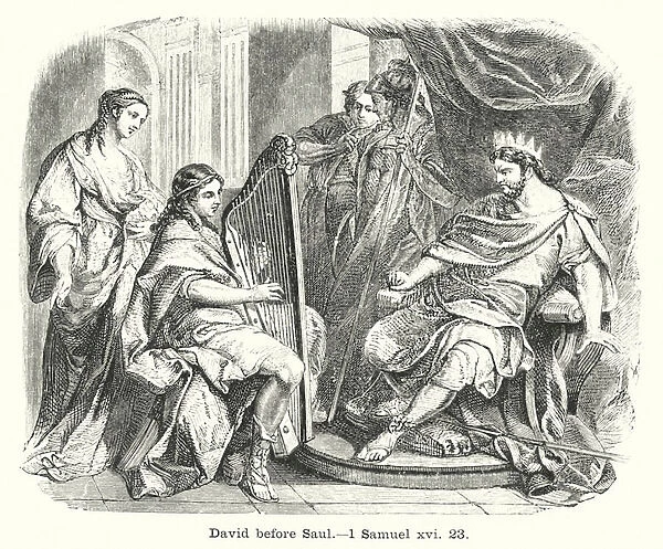 David before Saul, 1 Samuel xvi, 23 (engraving)