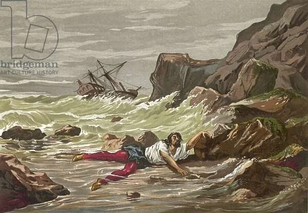 Death of Vesalius in a shipwreck on his return from the Holy Land