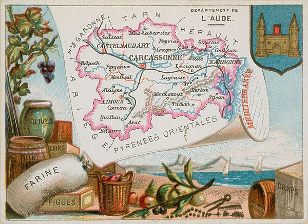 Department of Aude in south-central France (chromolitho)
