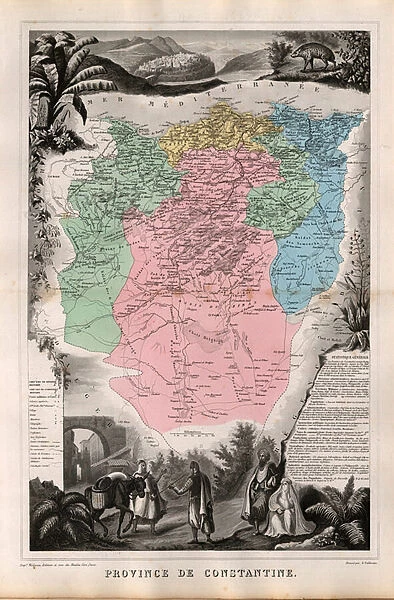 Department of Constantine, French Algeria. - France and its Colonies. Atlas illustrates one hundred and five maps from the maps of the depot of war, bridges and footwear and the Navy by M. VUILLEMIN. 1876