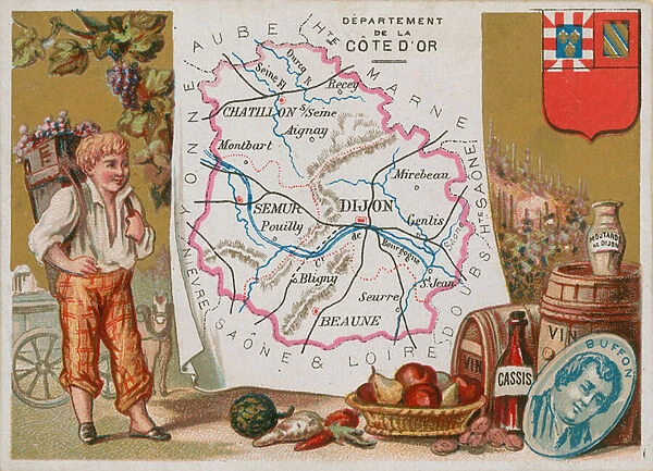 Department of Cote d Or in eastern France (chromolitho)