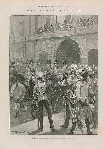 Departure of the Duke of York and his bride from Buckingham Palace (engraving)