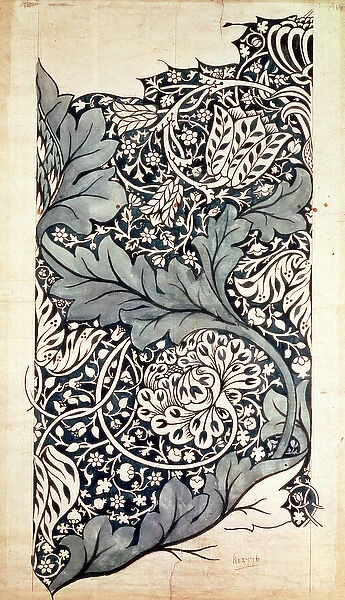 Design for Avon Chintz, c. 1886 (pen & ink with w  /  c on paper)