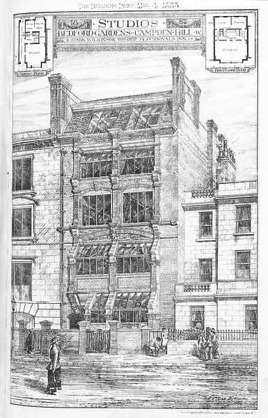 Design for Studios at Bedford Gardens, Campden Hill, London, from The Building News
