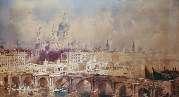 Design for the Thames Embankment, view looking downstream