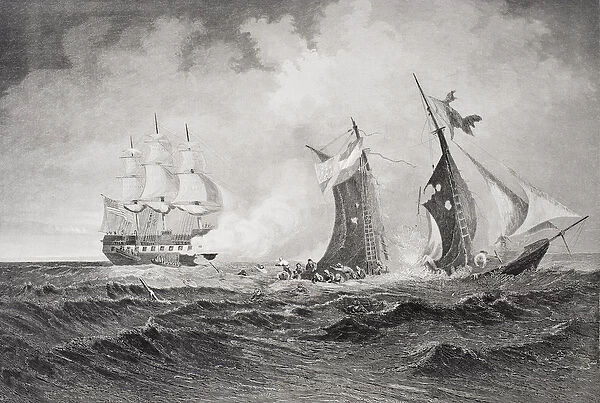 Destruction of the privateer Petrel by the St. Lawrence in 1861