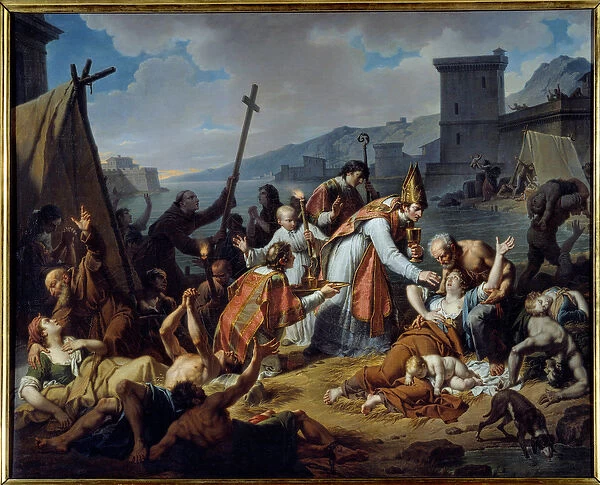 Devouement of Monsignor de Belsunce during the plague of 1720 in Marseille