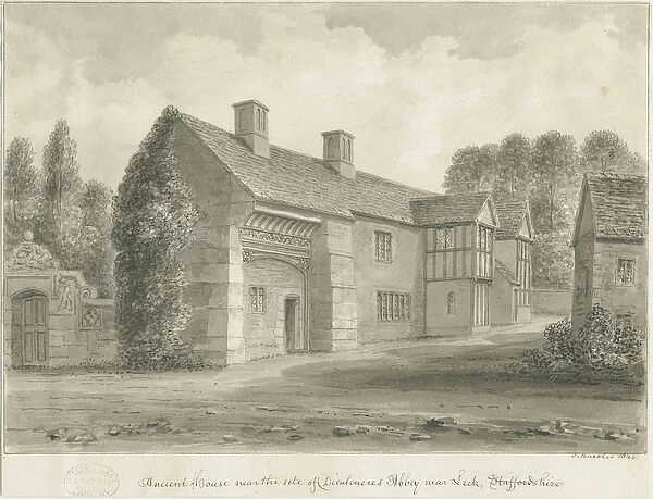 Dieulacres Abbey - Ancient House: sepia drawing, 1844 (drawing)