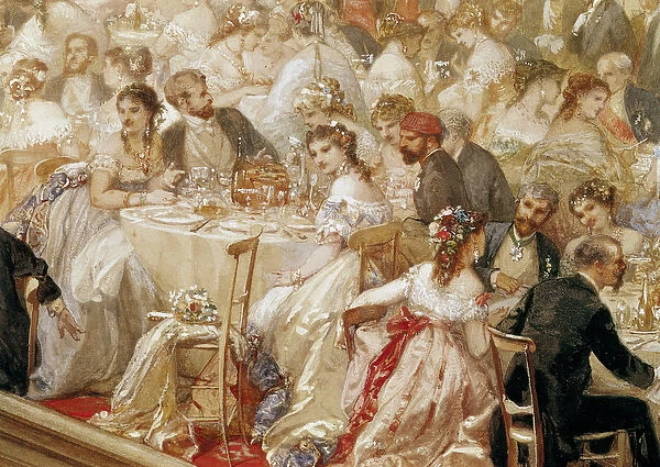 Dinner at the Tuileries, 1867 (w  /  c on paper) (detail of 182992)