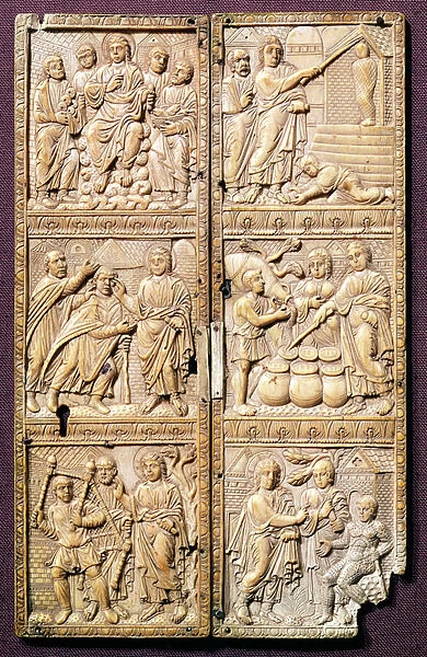 Diptych showing the Miracles of Christ, c. 450-460 AD (ivory)