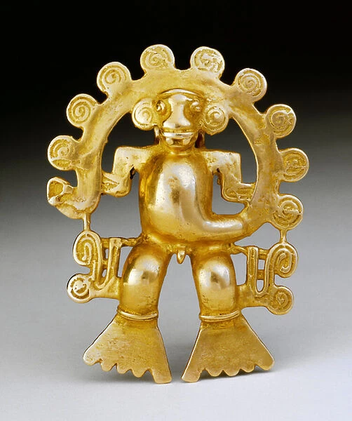 Diquis culture monkey pendant, 700-1550 (gold)
