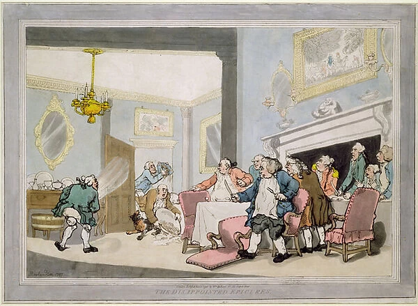 The Disappointed Epicures, pub. by William Holland, 1790 (coloured etching)