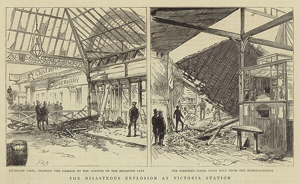 The Disastrous Explosion at Victoria Station, 1884 (engraving)