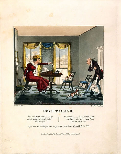 Dove-tailing, engraved by George Hunt, published by Thomas Mclean, 1827 (colour litho)