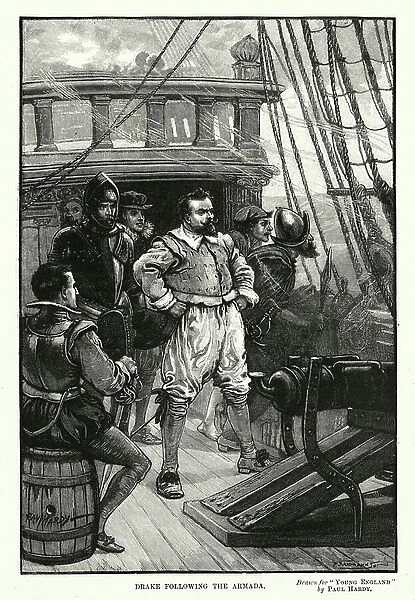 Drake following the Armada (engraving)