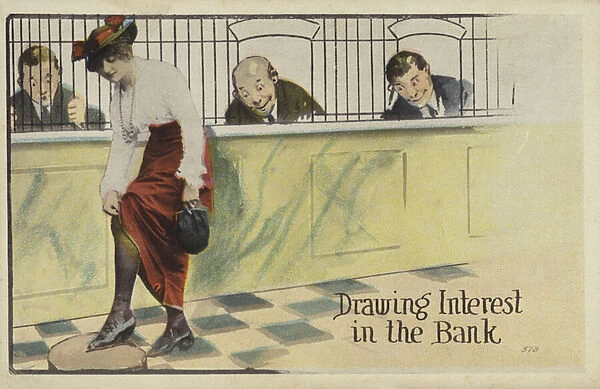 Drawing Interest in the Bank (colour litho)