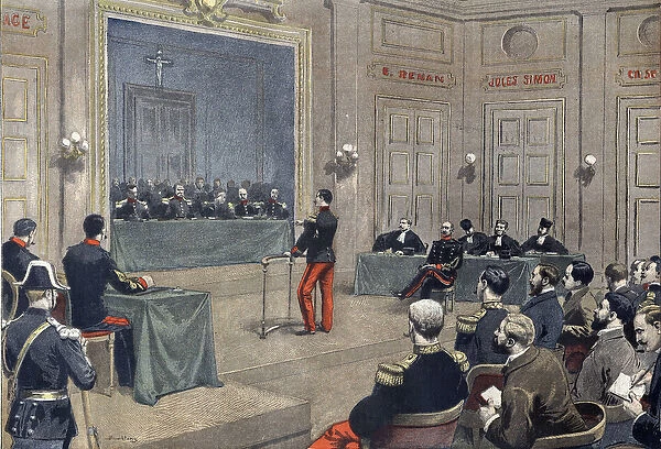 Dreyfus case. Rennes trial. Alfred Dreyfus before the War Council (1899) from '