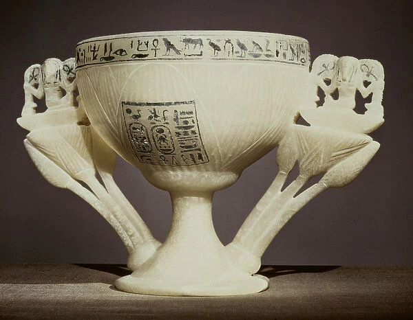 Drinking cup in the form of a half-opened lotus flower, found at the entrance to the tomb