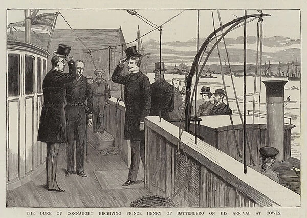 The Duke of Connaught receiving Prince Henry of Batternberg on his Arrival at Cowes (engraving)
