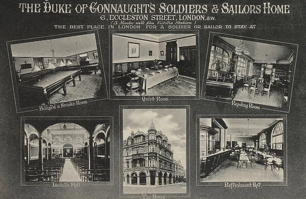 Duke of Connaughts Soldiers and Sailors Home, Eccleston Street, London (b  /  w photo)