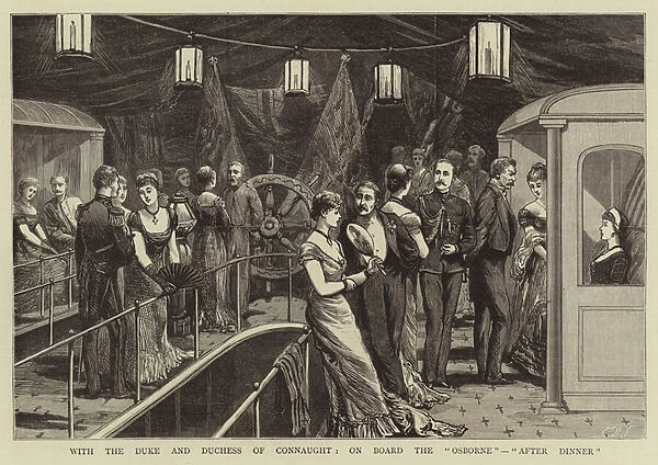 With the Duke and Duchess of Connaught, on Board the 'Osborne', 'After Dinner'(engraving)