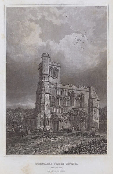 Dunstable Priory Church, West Front, Bedfordshire (engraving)