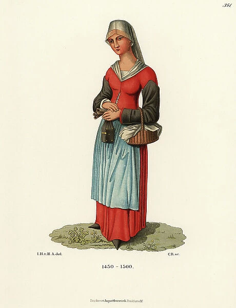 Dutch peasant woman, late 15th century, 1889 (chromolithograph)