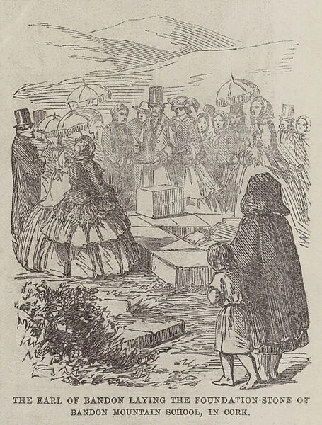 The Earl of Bandon laying the Foundation-Stone of Bandon Mountain School, in Cork (engraving)