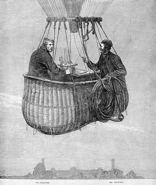 Early hot air balloon ascent with meterological instruments