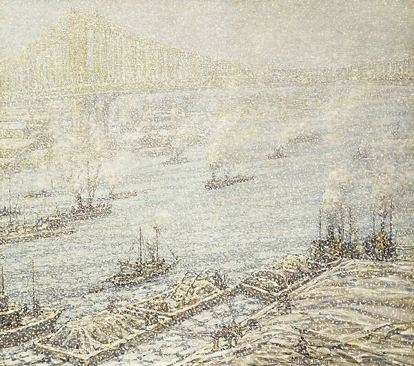 East River, New York, Winter, c. 1915 (oil on canvas)