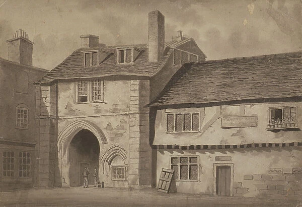 East view of the gateway to the Abbey of St Saviour, Bermondsey, c