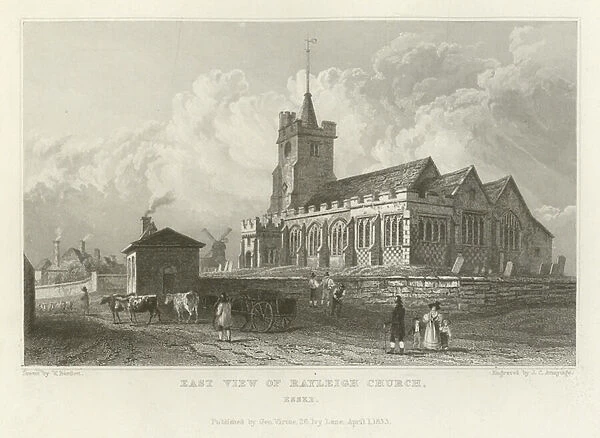 East View of Rayleigh Church, Essex (engraving)