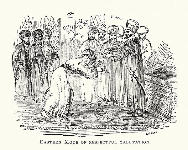 Eastern mode of respectful salutation (engraving)