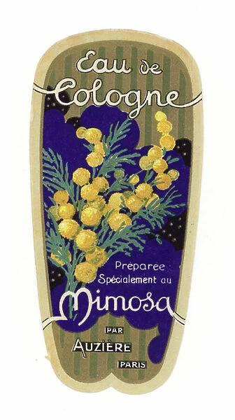 Eau de Cologne label, Mimosa (chromolitho)