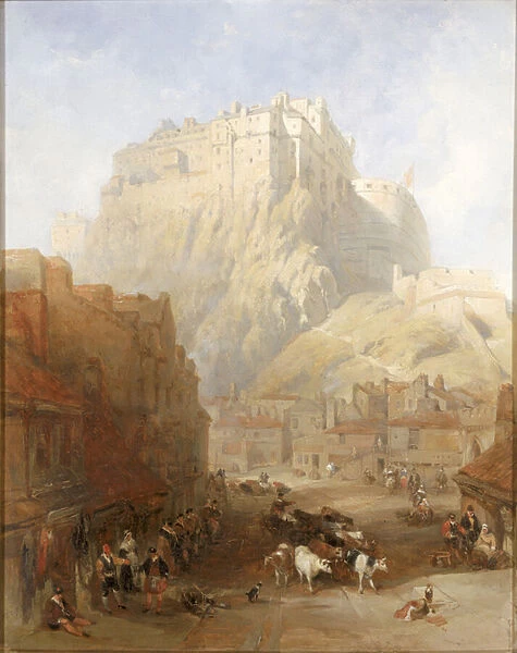 Edinburgh Castle from the Grassmarket, 1837 (oil on panel)