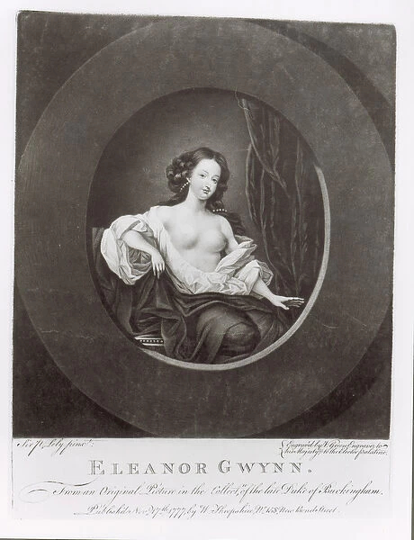 Eleanor (Nell) Gwynne (1650-87) engraved by Valentine Green (1739-1813) 1777 (engraving)