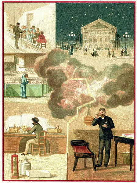 Electricity: from the power station to the city lighting, c. 1900-1910 (chromo)