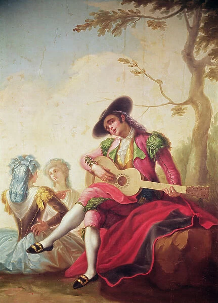 The Elegant Man Playing Guitar (oil on canvas)