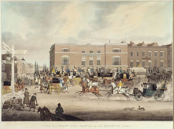 The Elephant and Castle on the Brighton Road, 1826 (engraving)