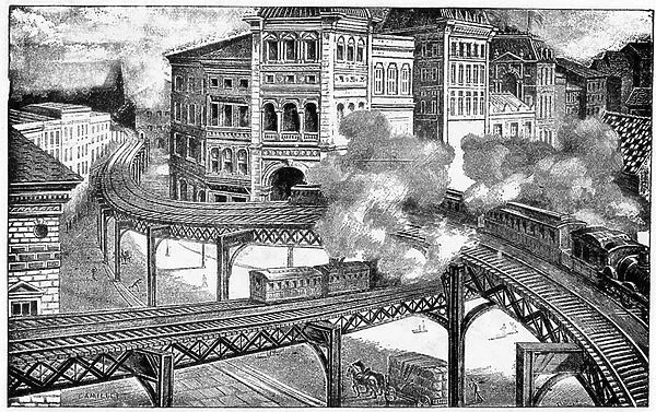 Elevated Railways of New York, 1893 (litho)