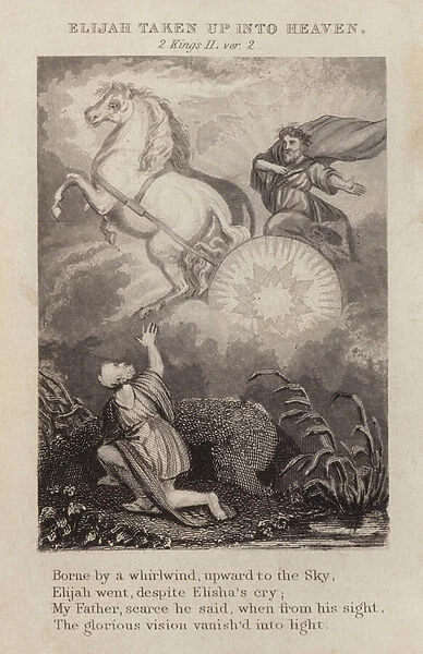 Elijah taken up into Heaven, 2 Kings II, ver 2 (engraving)